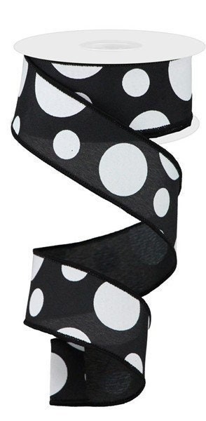 Polka Dot Wired Ribbon By the Roll 1.5 Polka Dot Wired Ribbon By the Roll 1.5