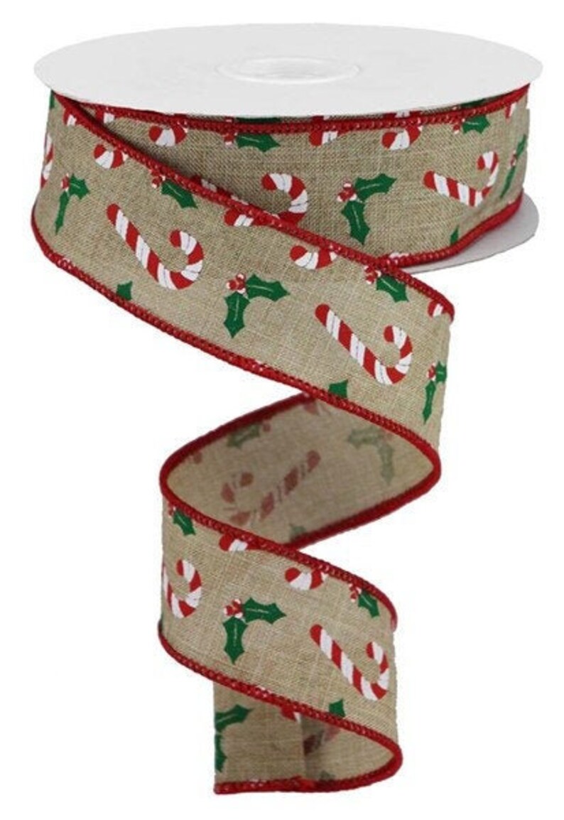 Candy Cane Christmas Wired Ribbon by the Roll 1.5 X 10 Etsy