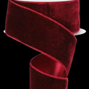 Burgundy Velvet Ribbon Christmas Satin Backed Wired Ribbon 2.5&quot; x 10 Yards RGE165905
