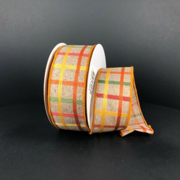 Fall Plaid  Wired Ribbon By the Roll 1.5" x  10 Yards 61207-09-49