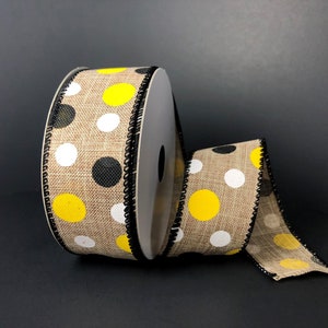 Polka Dot Edge  Wired Ribbon By the Roll 1.5" x 10 Yards q816409-49