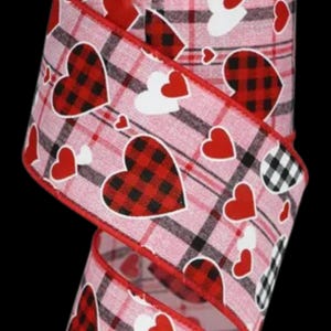 Ruban métallique Saint-Valentin rose rouge au rouleau 2,5 po. x 10 yards RGE107722