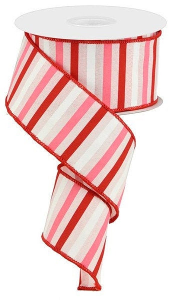 4 x 10 Yards Strawberry Ribbon with Stripe Backing by Valerie 