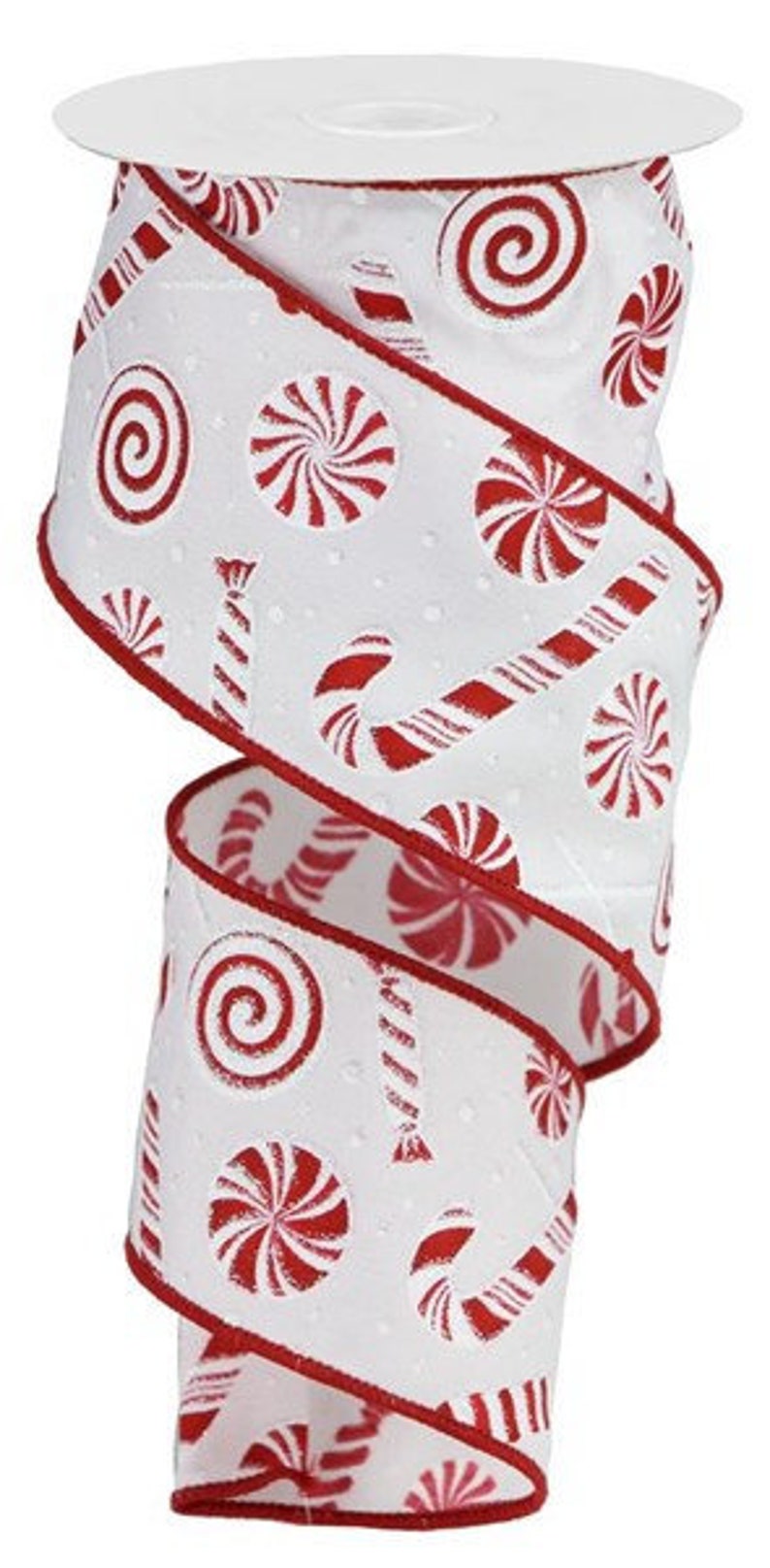 Candy Cane Christmas Wired Ribbon By the Roll 2.5 x 10 Etsy