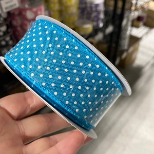 Turquoise White Swiss Dots  Wired Ribbon By the Roll 1.5&quot; x 10 Yards RG0165134