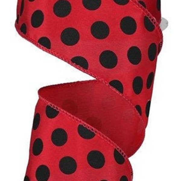 Polka Dot  Wired Ribbon By the Roll 2.5" x 10 Yards RG1588MA