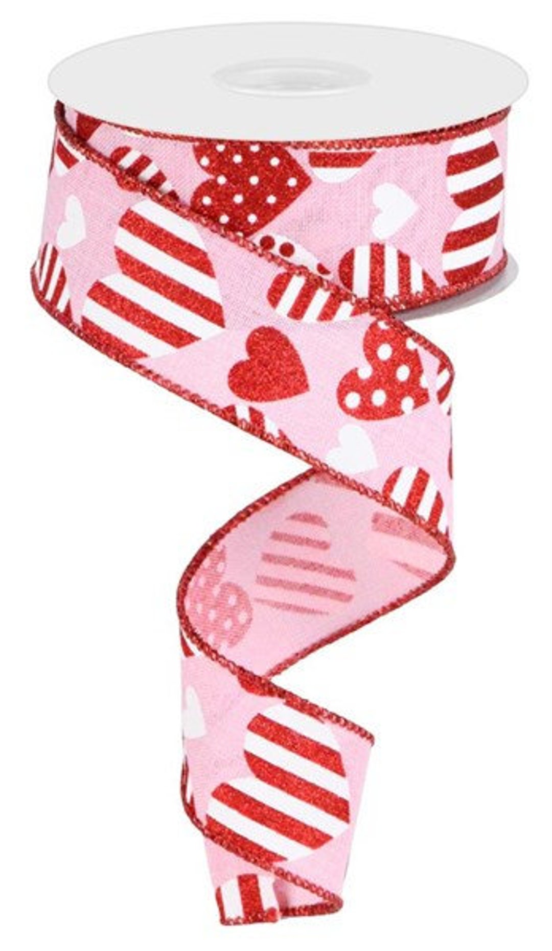 Wired Valentine Ribbon, Valentine's Day Ribbon, Love Letter Ribbon, 2.5 X  10 YARD ROLL 