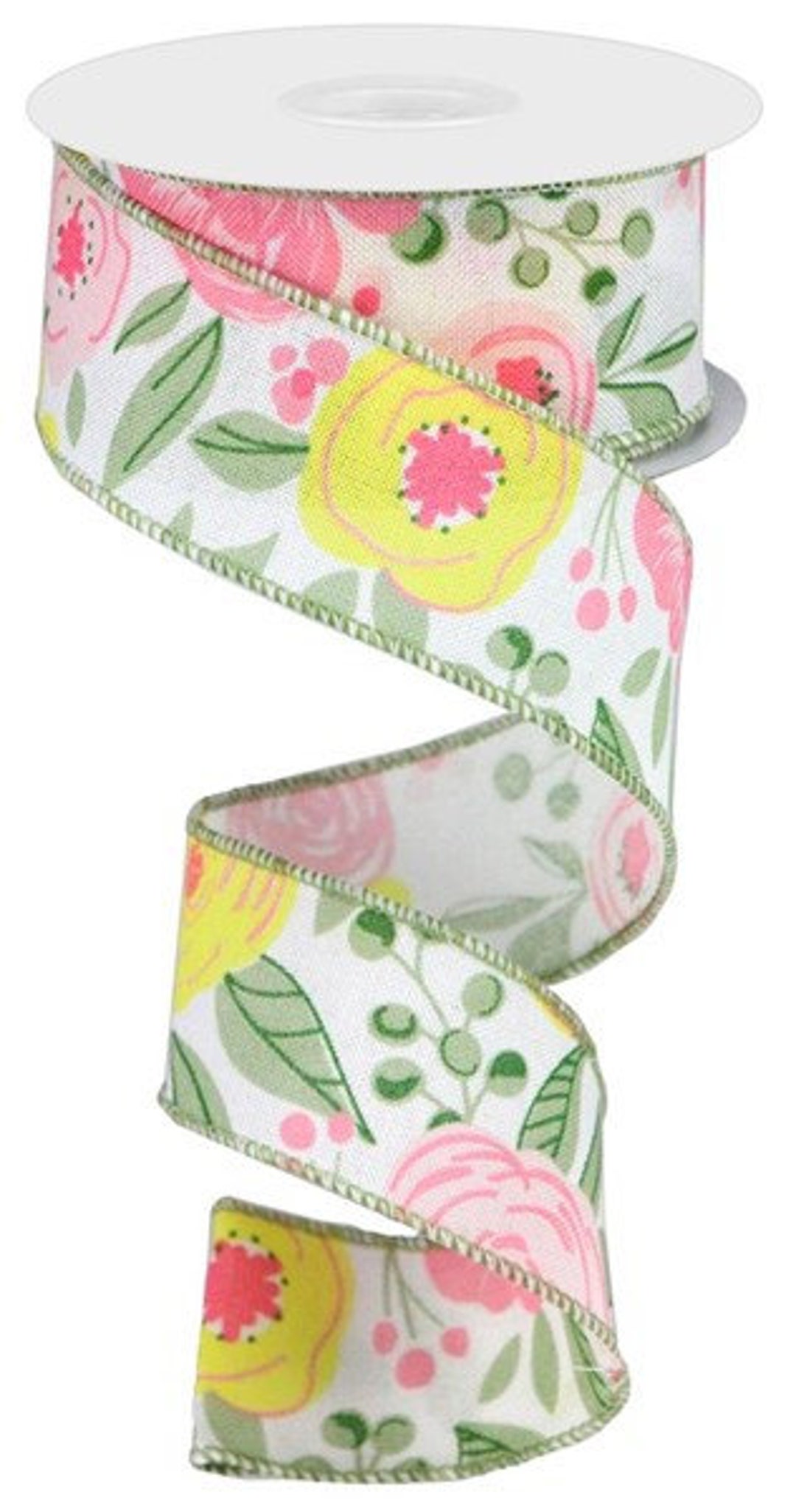 Floral Wired Ribbon by the Roll 1.5 X 10 Yards RGA1681WT Etsy