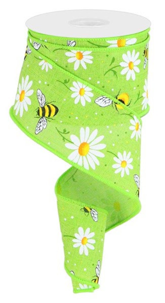 Bumblebees White 1 1/2 inch x 10 yards Ribbon