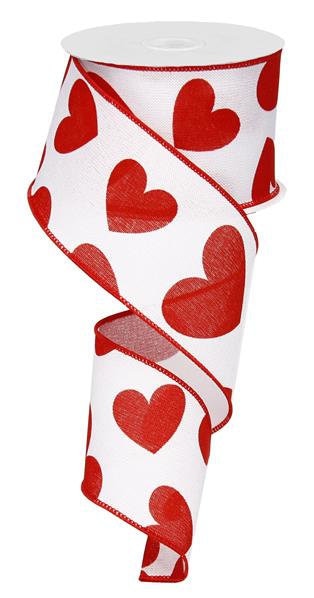 4 Rolls of Valentine's Day Red and White 2.5 and 1.5 Wired Ribbon 4 Rolls of Valentine's Day Red and White 2.5 and 1.5 Wired Ribbon