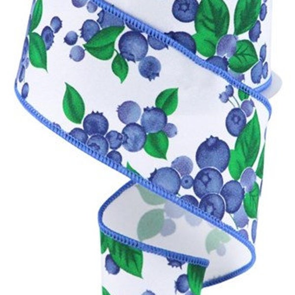 Blueberries  Wired Ribbon By the Roll 2.5" x 10 Yards RGC175327