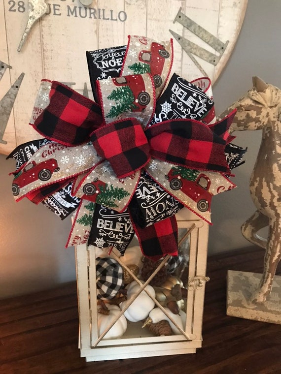 Christmas Wreath Bow Home Decor Red Truck Buffalo Plaid Lantern Tree Topper Free Shipping