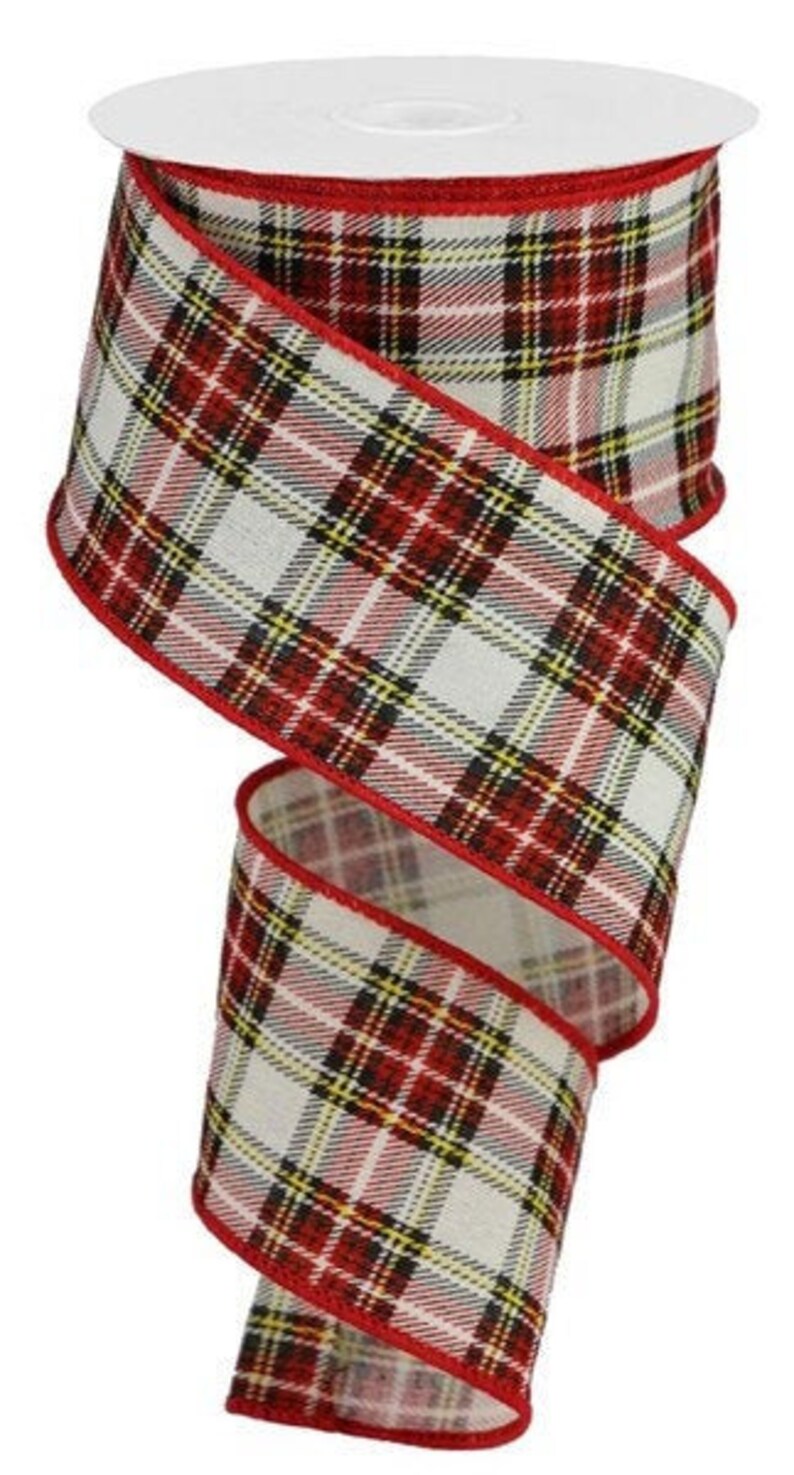 Christmas Printed Plaid Wired Ribbon By the Roll 2.5 x  Etsy
