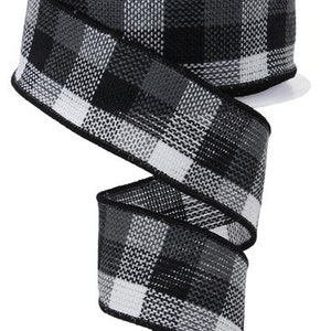 Cinta de alambre tejida a cuadros, negra, blanca y gris, rollo de 3,8 cm x 9,5 m (1,5" x 10 yardas) RGA19245N