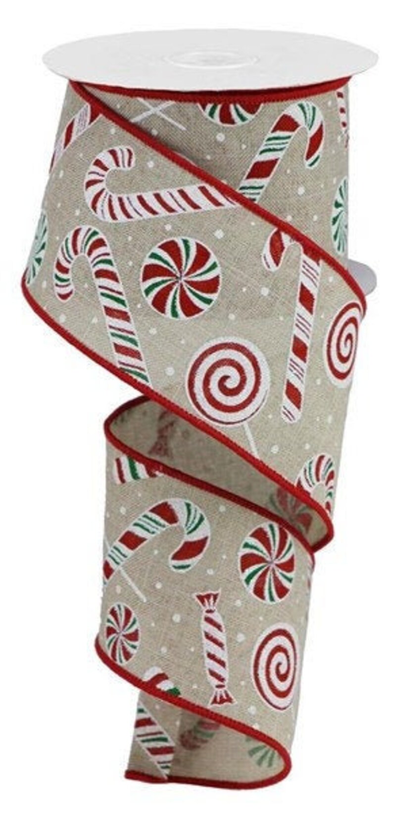 Candy Cane Christmas Wired Ribbon by the Roll 2.5 X 10 Etsy