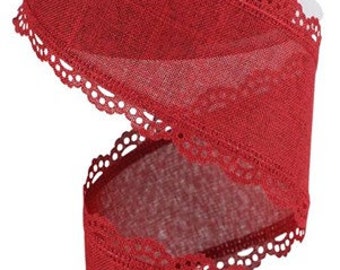 Lace Trim  Wired Ribbon By the Roll 2.5" x 10 Yards RGC130305