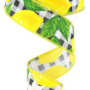 Lemon Check Wired Ribbon by the Roll 1.5