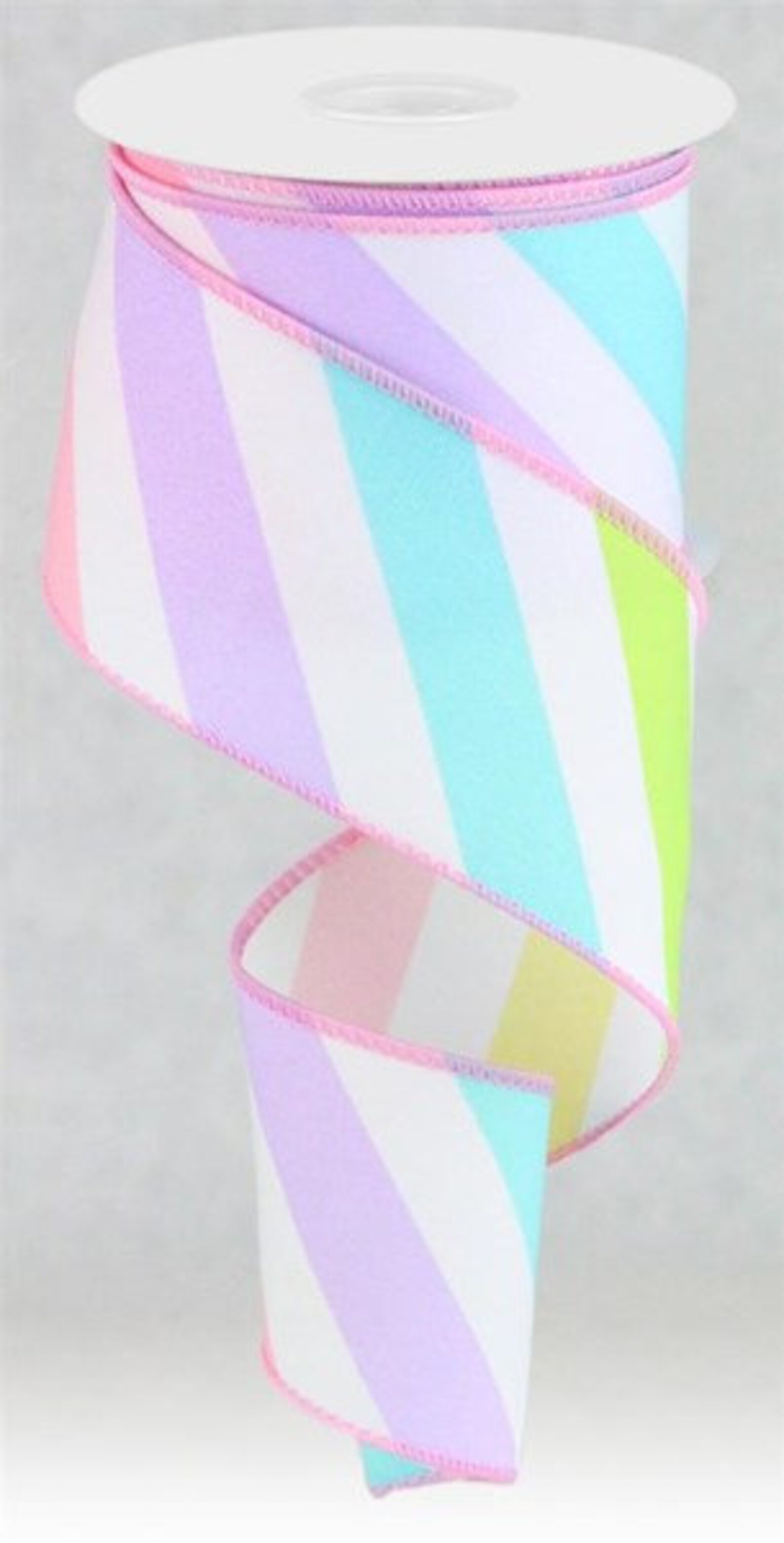 Multi Diagonal Stripe Wired Ribbon by the Roll 2.5