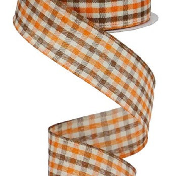 Gingham  Wired Ribbon By the Roll 1.5" x 10 yards RGA1102YJ