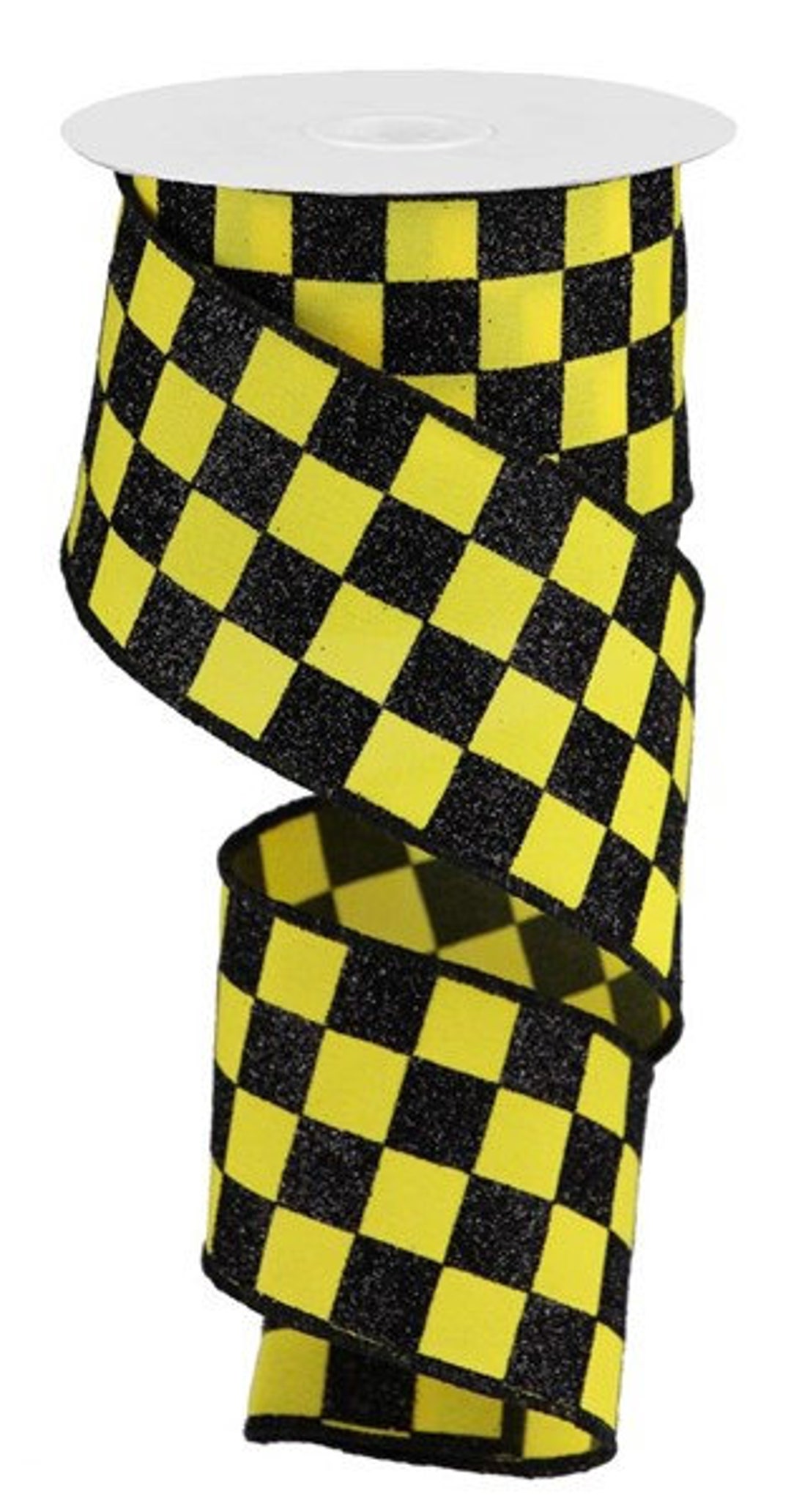 Glitter Check Wired Ribbon by the Roll 2.5