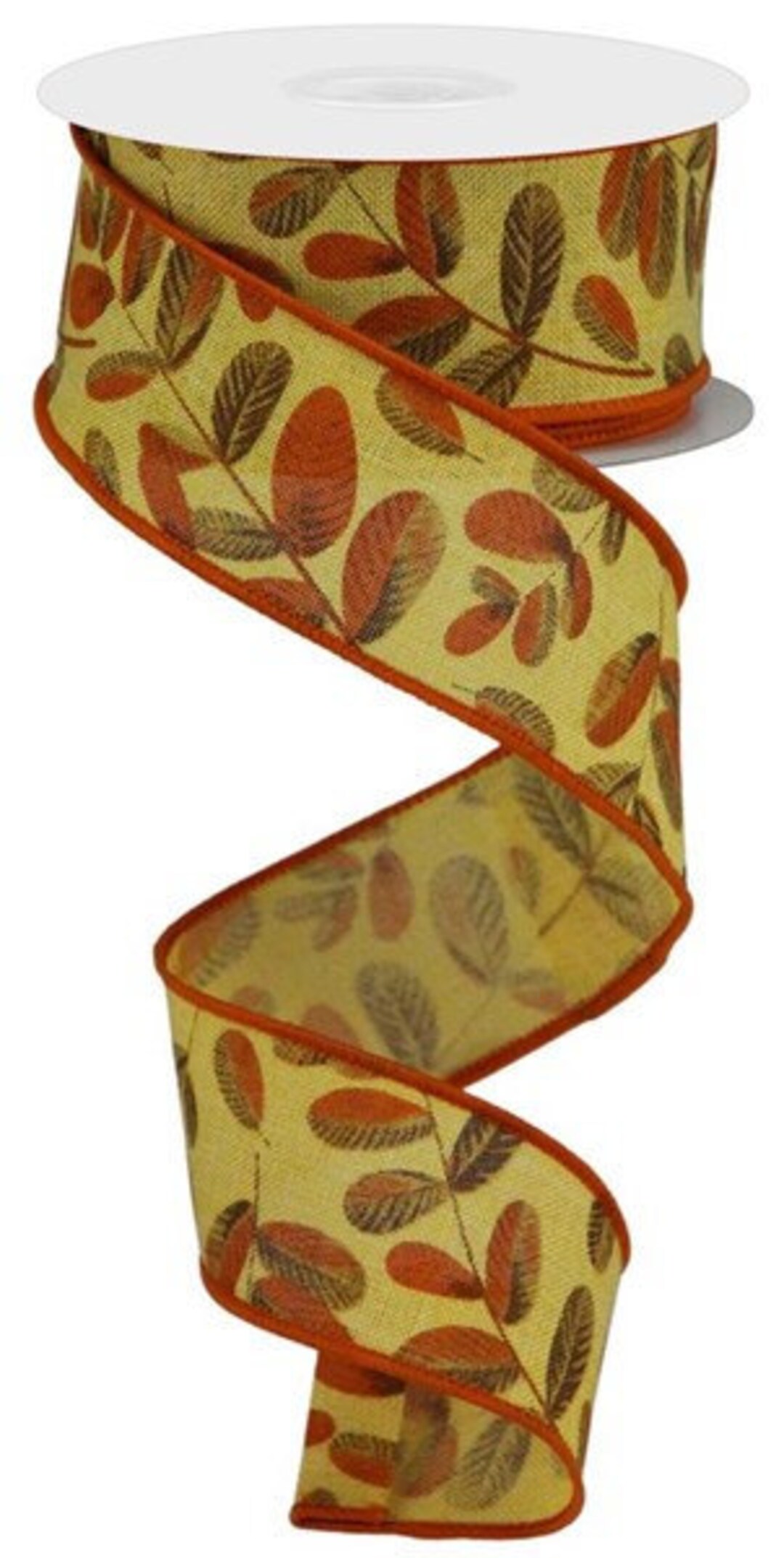 Fall Bold Leaves Mustard Light Beige Dark Brown Dark Orange Etsy