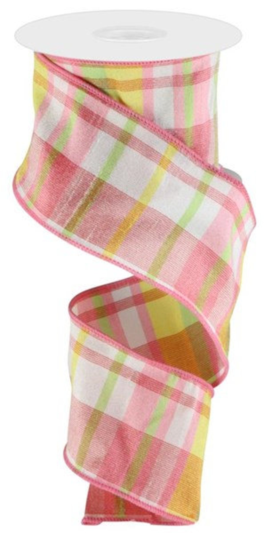 Faux Dupioni Plaid Wired Ribbon by the Roll 2.5 Faux Dupioni Plaid Wired Ribbon by the Roll 2.5