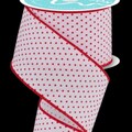 Red White Swiss Polka Dots Dots  Wired Ribbon By the Roll 2.5" x 10 Yards RGC115727