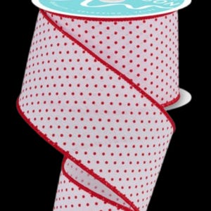 Red White Swiss Polka Dots Dots  Wired Ribbon By the Roll 2.5&quot; x 10 Yards RGC115727