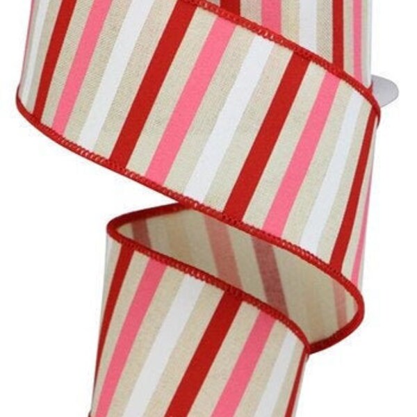 Cinta de rayas de San Valentín con cable por el rollo 2.5 "x 10 yardas RGA1205T2