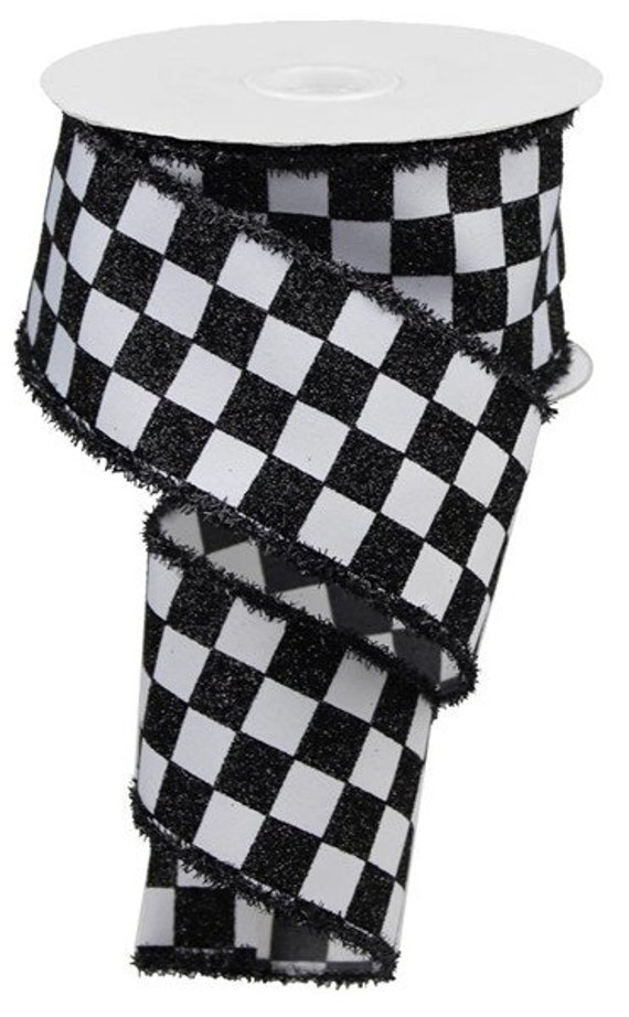 Glitter Check Wired Ribbon by the Roll 2.5 X 10 Yards | Etsy