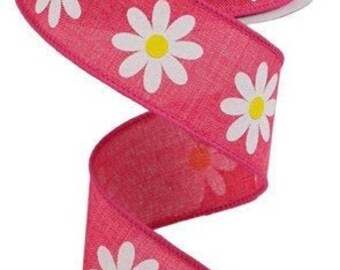 Daisy  Wired Ribbon By the Roll 1.5" x 10 Yards RGC130811