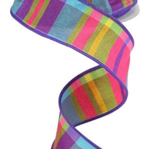 Faux Dupioni Plaid  Wired Ribbon By the Roll 1.5" x 10 Yards RGO1097A2