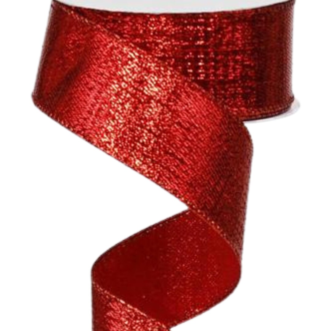 Red Metallic Wired Ribbon by the Roll 1.5