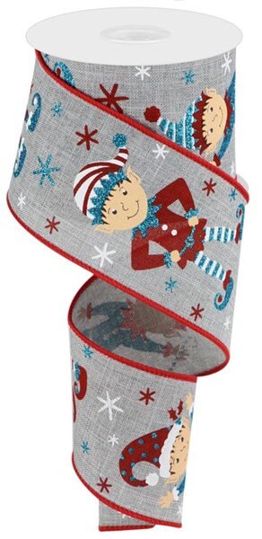 Christmas Elves Wired Ribbon by the Roll 2.5