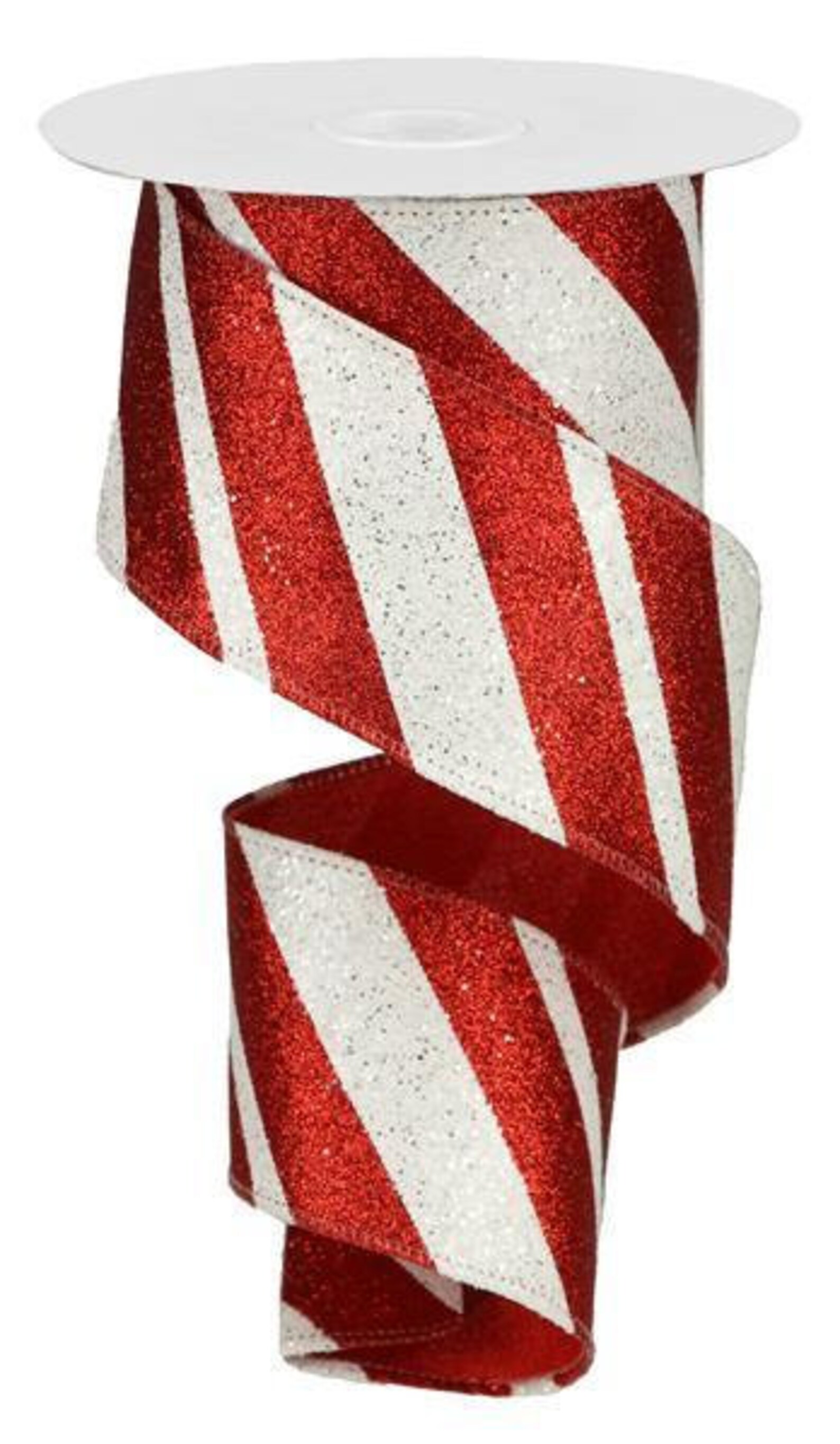 Red White Candy Cane Stripe Wired Ribbon By the Roll for Etsy