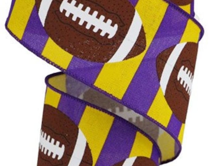 Football Wired Ribbon by the Roll 2.5