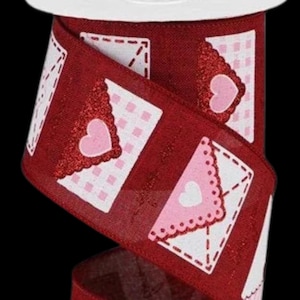 Ruban métallique lettres d'amour bordeaux Saint-Valentin au rouleau 2,5 po x 10 mètres RGA159805