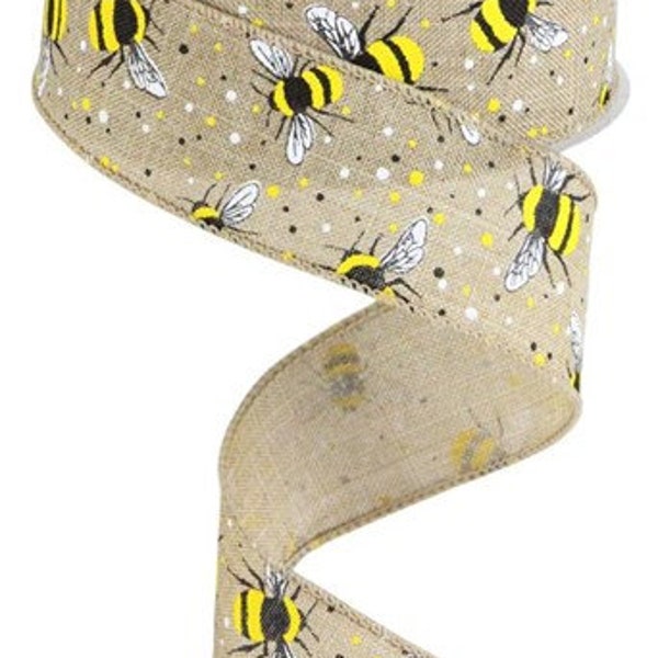 Bumble Bee  Wired Ribbon By the Roll 1.5" x 10 Yards RGC179701