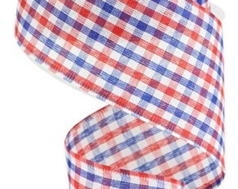 Gingham  Wired Ribbon By the Roll 2.5" x 10 Yards RGA1103A1