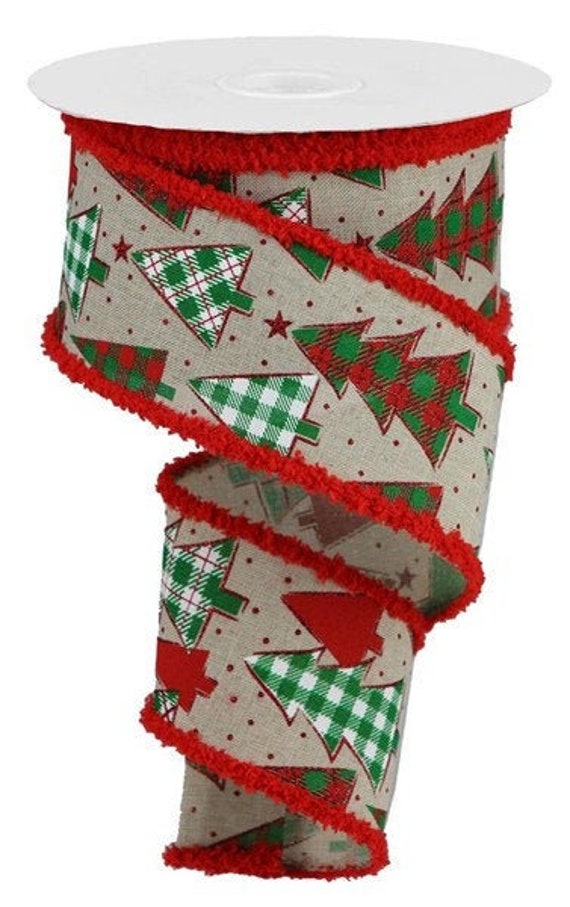Christmas Trees Wired Ribbon By the Roll 2.5 x 10 YARD Etsy