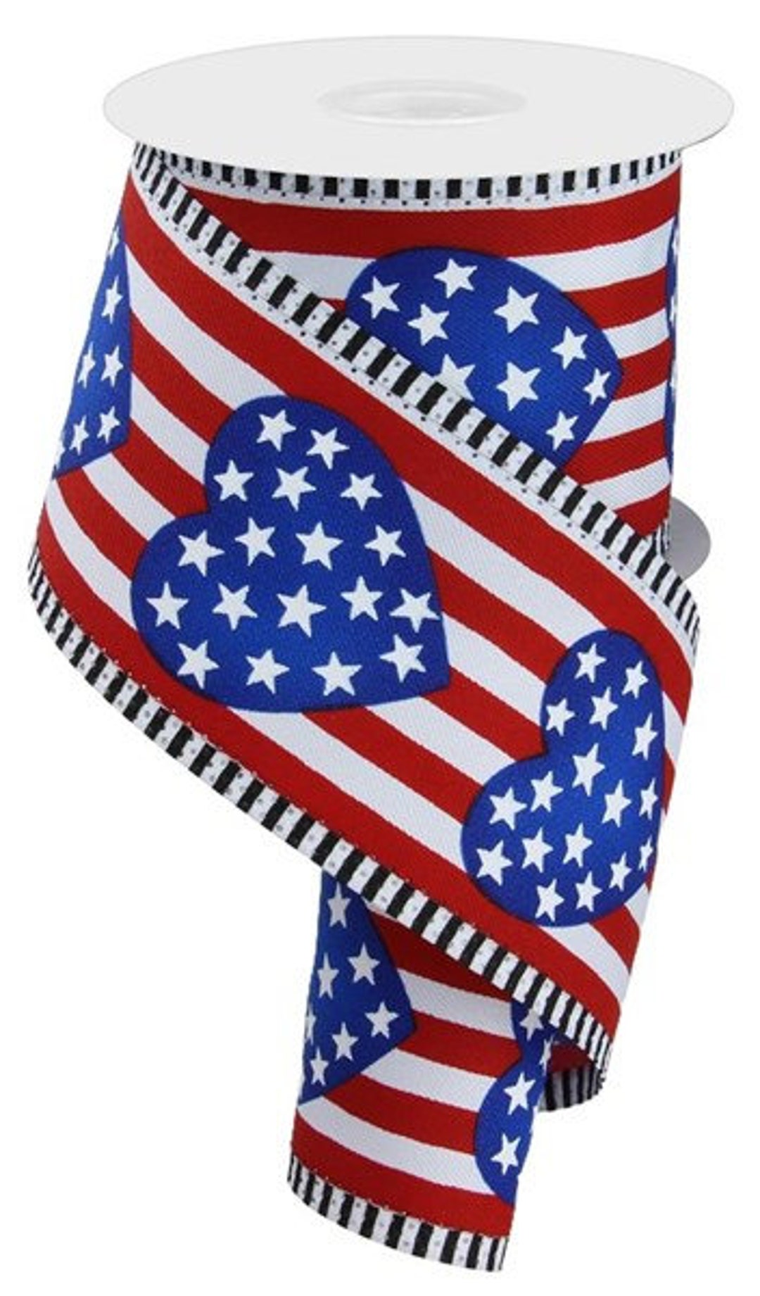 Patriotic Vintage Truck Ribbon - Wired Edge Decor For Wreaths & Crafts