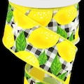Lemon on Check  Wired Ribbon By the Roll 2.5" x 10 Yards RGC1113J3