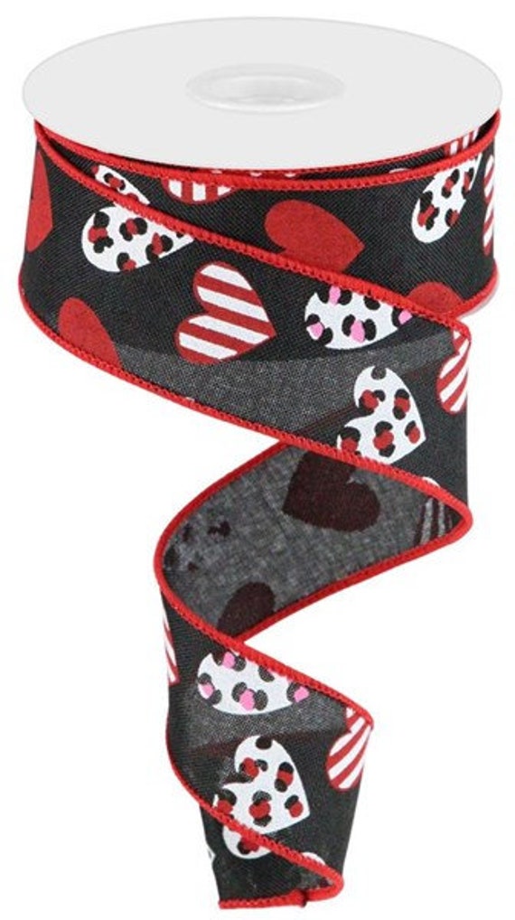 Leopard Valentine Hearts Wired Ribbon By the Roll 1.5 x 10 Yards RGC177602