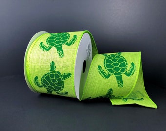 Sea Turtle  Wired Ribbon By the Roll 2.5" x 10 Yards 41048-40-29