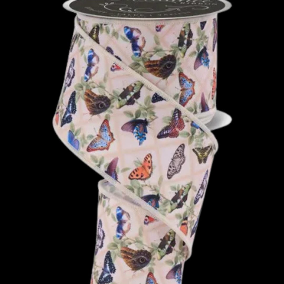 Vintage Butterflies Wired Ribbon by the Roll 2.5