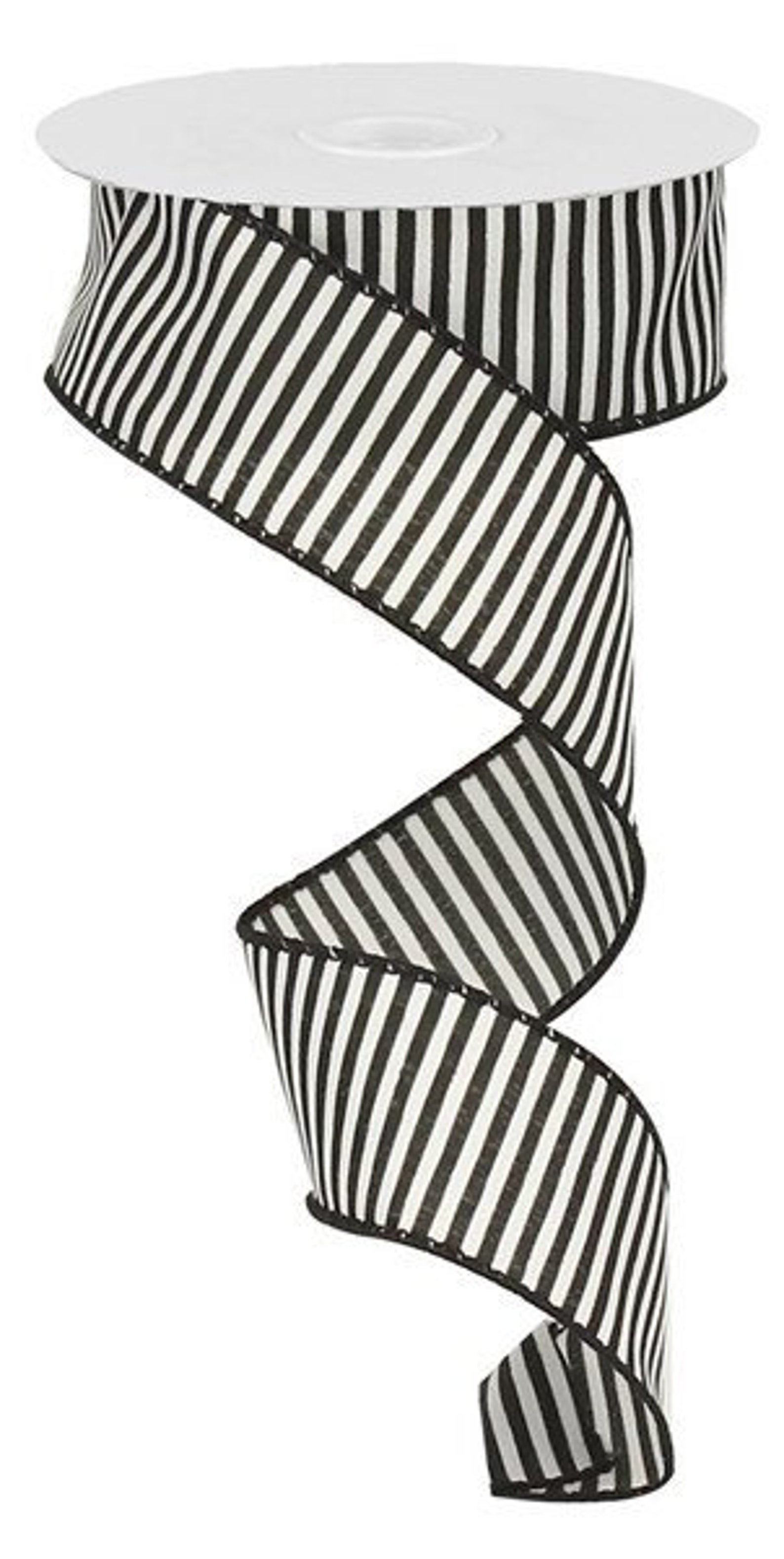 Black White Stripe Wired Ribbon By the Roll for Wreaths or Etsy