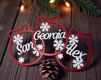 Custom Christmas Bauble – Personalised Name Ornament | Custom Colours | Snowflake Bauble