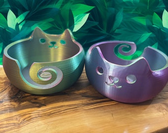 Cat Wool Bowl - Multicolour Knitting Yarn Holder, Unique Tail-Guided Design