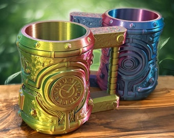 Blood on the Clocktower Tankard - Steampunk 330ml Can Holder with Mesmerizing Multi-Angle Colour Shift