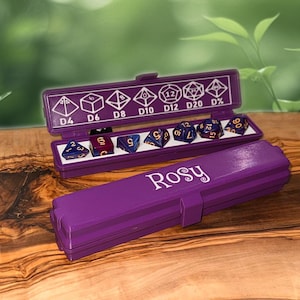 Customisable D&D Dice Case - Personalised RPG Dice Holder with Your Name and Choice of Colours